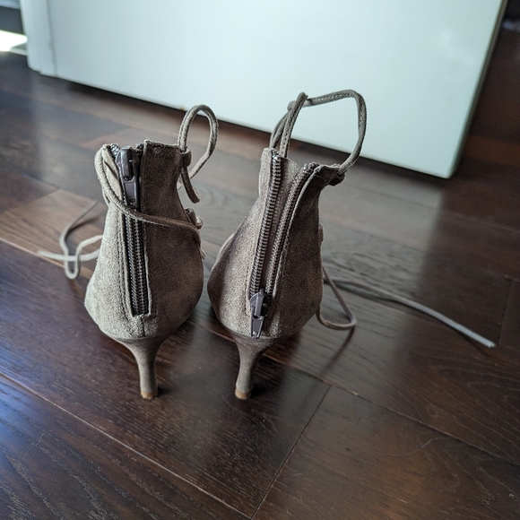 Jeffrey Campbell Free People Mocha Grey Suede Tie Up Heels - Picture 3 of 4